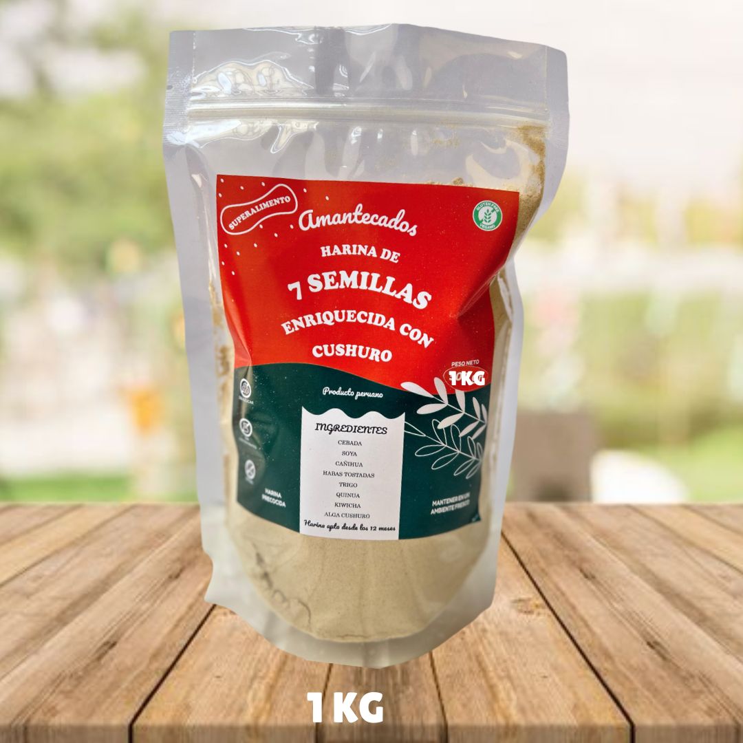 Harina 7 semillas enriquecida con alga Cushuro 1 kg