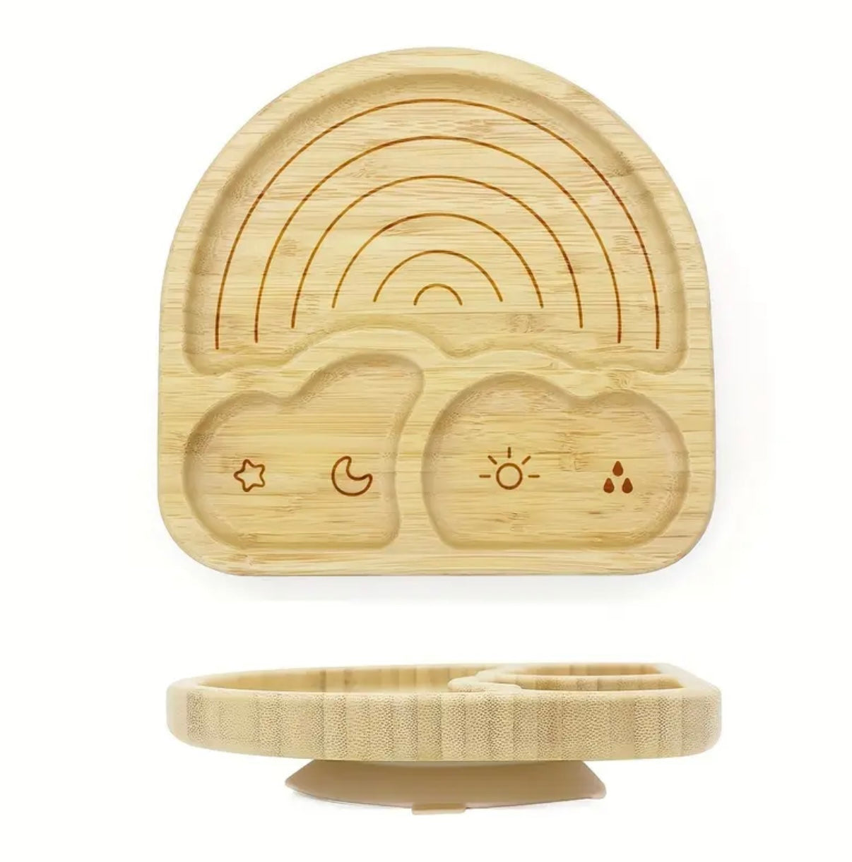 Plato de bambú antideslizante con divisiones